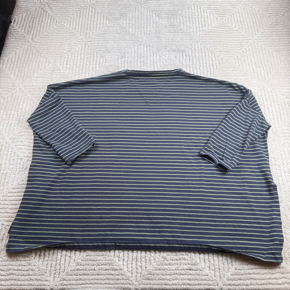 Mersea Striped Top Women's OS Navy Green Oversized Coastal Boxy Tee Nautical - Picture 2 of 9